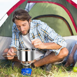 Campingserviesset, campingpannenset, buitenserviesset, roestvrij staal, kookpot kamperen, pannenset, opvouwbare campingkookpot voor kamperen, wandelen, picknick