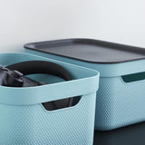 Decobox set van 3 opbergdozen 5 l met deksel, kunststof (PP recycled), turquoise/antraciet, 3x5l (26,5 x 18,5 x 20,0 cm)