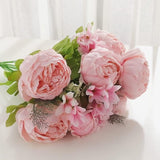 Pack van kunstmatige pioen boeket, 19 inch zijden grote pioen bloemen met knoppen voor bruiloft thuiskantoor hotel decoratie, doe-het-zelf bloemstukken (lente roze)