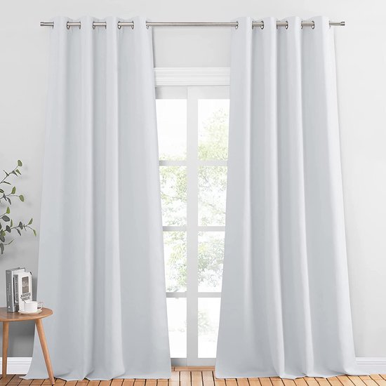 Gordijn Gewone geïsoleerde verduisteringsgordijnen, 140 x 245 cm, 2 tabletten, Wit