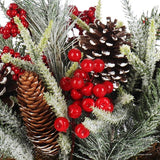 Decoratief bloemstuk Kerstmis - kleine winterse tafelversiering in schors pot met rode bessen, decoratieve sneeuw, kegels - leuke tafeldecoratie voor de adventstijd (1 stuk - 25 cm - rode