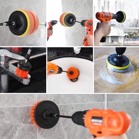 11 stuks elektrische roterende reinigingsborstel, velgenborstelset, compatibel met snelle boormachine, boorborstel, accuschroevendraaier, borstelopzetstuk, power scrubber reinigingsset voor velgen, keuken, auto