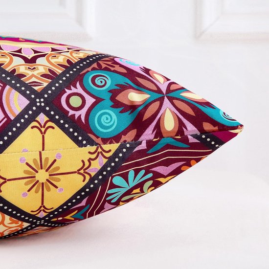 Kussenhoes 40 x 80 cm, set van 2 kussenslopen, kleurrijk Paisley-patroon, kussensloop 40 x 80 cm met ritssluiting, zachte en hypoallergene kussenhoes, rood