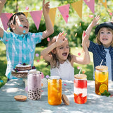 Aikio drinkglazen met bamboe deksels en glazen rietjes, 4 sets 16 oz ijskoffiemokken blikvormige glazen bekers bierglazen pintglazen geweldig voor watercocktail whisky frisdrank cadeau