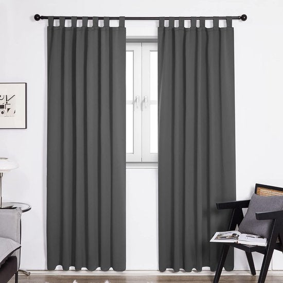 Verduisteringsgordijnen met lussen, ondoorzichtig, set van 2 Blackout curtains with loops, opaque, set of 2