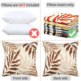 Bruine kussensloop, voor buiten, waterdicht, bankkussen, waterdicht, sierkussen, kussenslopen, bruin-grijze bladeren, decoratief kussen van vlas, voor tuin, bank, woonkamer, set van 2, 50 x 50 cm, kussensloop