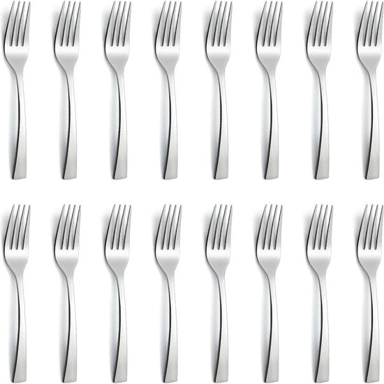 Taartvorken/dessertvorken, 16 stuks, 6,5 inch (16,5 cm), vierkante handgreep, vork, hoogwaardige roestvrijstalen vorken, vaatwasmachinebestendig, spiegelgepolijste vorken voor huis, restaurants,