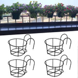 4-pack ronde hangende plantenbakken met reling bloempothouder metalen pot plantenmand plank container voor binnen buiten (zwart)