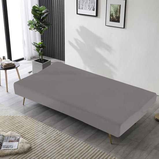 Bankhoes zonder armleuningen, 3-zits, elastisch, zonder mouwen, wasbaar, bankovertrek, hoes voor Clic Clac, zonder armleuningen, grijs