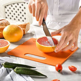 Linoroso Snijplank kunststof keukenplank ontbijtplankje set van 3 snijplanken met sapgleuf, ontdooiplank fruitplank antislip snijbestendig antibacterieel vaatwasmachinebestendig - lavaoranje