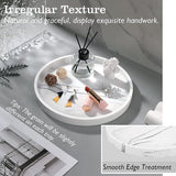Cosmetisch dienblad, ronde harsdienblad, keramische sieradendienblad, opbergbak, make-up-organizer, sieraden, opbergdienblad, voor badkamer, toilettank, wastafel, zandwit