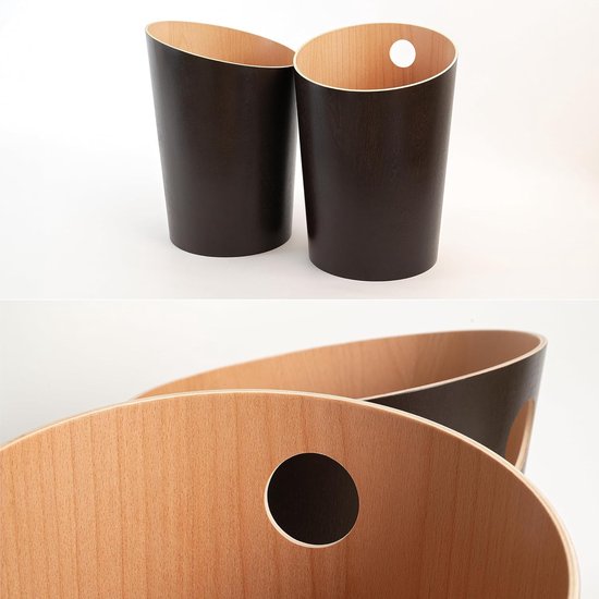 Prullenbak | Uniek ontwerp voor kantoor, slaapkamer, kinderkamer enz. | Bak van echt houtfineer | Bruin