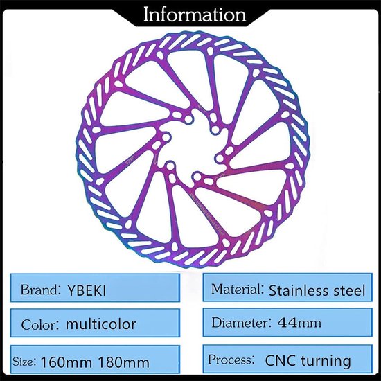 Fiets Remschijf 160mm 180mm 2 Stuks Kleur Fiets Remschijf voor Racefiets, Mountainbike, BMX