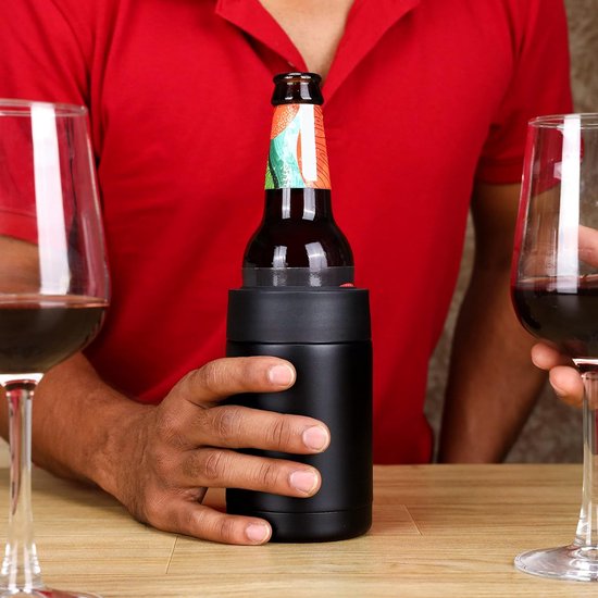 Roestvrij stalen bierblikjes afdekking flessenkoeler manchet - voor 300-500 ml blikjes & 300 ml flessen - geïsoleerde 3-in-1 biergadgets met opener - voor cadeau bier en alcoholvrije dranken