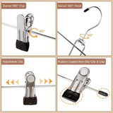 Broekhanger, ruimtebesparend, metalen broekhanger, klemmen, set van 2, broekkleerhangers van metaal, met verstelbare klemmen, antislip, voor broek/rokken, zwart (2 stuks)