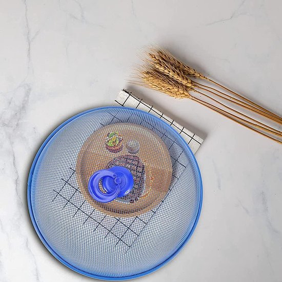 Netafdekking voor levensmiddelen, 3 stuks voedselafdekking buiten, voedselafdekking voor levensmiddelen, voedselafdekking mesh met handvat, voor keuken, picknick (3 kleuren)