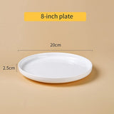 6 porseleinen borden, 20 cm, diepe borden, pastakommen, soepkommen, magnetronservies, platte borden, serveerschaal voor pasta, soep, salade (wit, 20 cm)