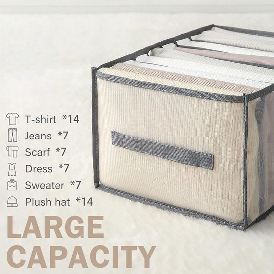 7 kledingkast opbergsysteem met ladeboxen en handgrepen, ideaal voor het opbergen van ondergoed, sokken, leggings, rokken en T-shirts.