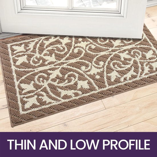 Indoor Doormat, 80 x 120 cm, Dirt Trapper Mat, Non-Slip, Washable Entrance Rug, Door Mat, Foot Mats Front Door for Entrance, Hallway, Garden, Indoor, Pet (Brown)