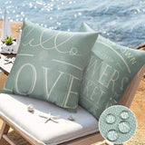 Cushion Covers Waterproof Pack of 4 45 x 45 cm Decorative Outdoor Cushion Waterproof Breathable Teal Linen Cushion Cover for Sofa Cushion Garden Outdoor Decor Vase Plants Blue Cushion Covers