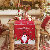 Kerstmis GNOME Tafelloper Kerstmis Sneeuwvlok Placemat Decoratief Tafellinnen Klassieke Kerstman Tafelvlag voor Thuis Tafelkleed Commode Party Gathering Decoratie, Rood