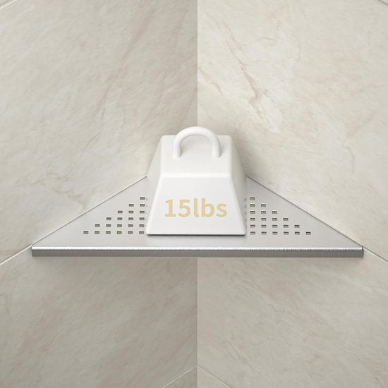 Hoekplank, doucheplank, 304 roestvrij staal, zonder boren, voor badkamer, shampoohouder, organizer, vierkant gat 253 x 253 x 355 mm, geborsteld