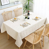 Tafelkleed wasbaar rechthoekig 140 x 180 cm polyester tafelkleed jacquard tafellinnen ornamenten onderhoudsvriendelijk vuilafstotend beige