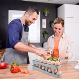 Eierhouder voor koelkast, 2-laags rollende eierenopslagkoelkast, antislipbasis koelkastorganizer eieren (grijs)