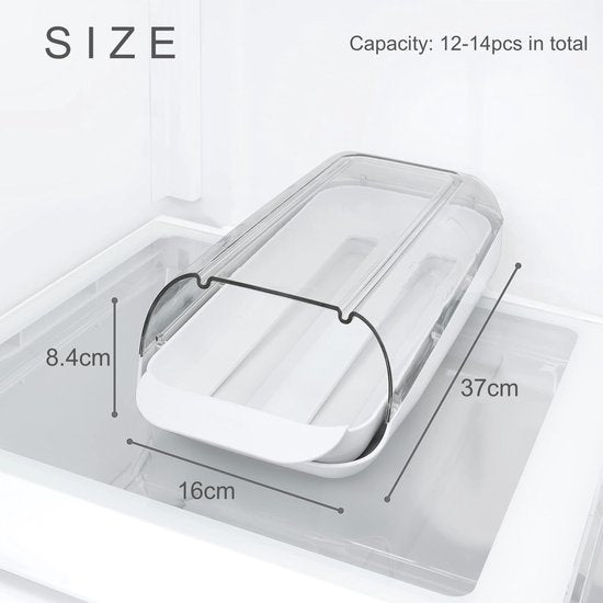 Eierhouder voor koelkast, eierdispenser, automatisch rollende eiercontainer, stapelbaar eierrek, eieropslag voor koelkast, eieropslag met uitneembare lade