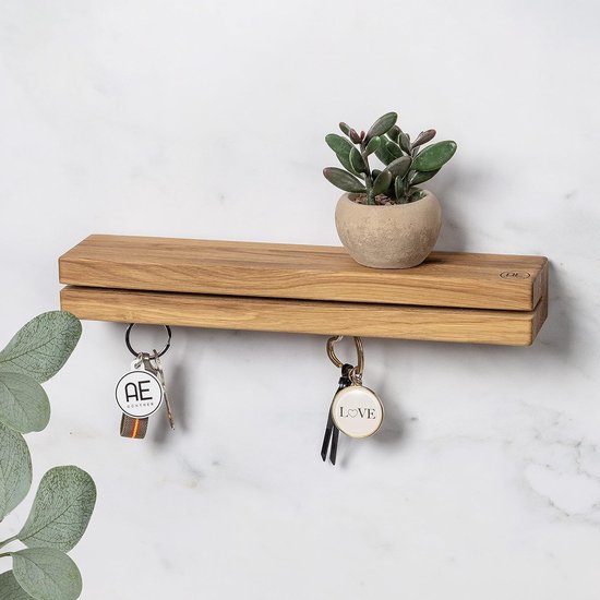 Key rack hout met plank - keyboard met magneet - key holder key organizer wall storage (met magneet)