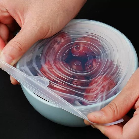 6 stuks rekbare siliconen deksels, 9 cm, herbruikbaar, BPA-vrij, siliconen deksel, universeel, rekbaar voor schalen, blikjes, honingglazen, fijnkostglazen