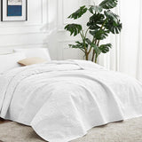 Sprei 220 x 240 cm, wit, ultrazacht bedsprei Lichtgewicht microvezel spreien Bedsprei 220 x 240 cm, moderne sprei met muntpatroon voor alle seizoenen (zonder kussensloop)