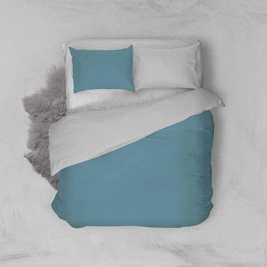 Dekbedovertrek naturel Doubleface, lichtblauw/lichtgrijs, klein tweepersoons