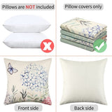 Outdoor kussensloop, waterdichte kussenslopen, 40 x 40 cm, bloemen kussenslopen, lente, vlinder, blauw, bloemen, kussensloop, patio, tuin, zomer, kussensloop, linnen, decoratief kussen, woondecoratie voor 4 stuks