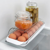 Eierhouder voor koelkast, eierdispenser, automatisch rollende eiercontainer, stapelbaar eierrek, eieropslag voor koelkast, eieropslag met uitneembare lade