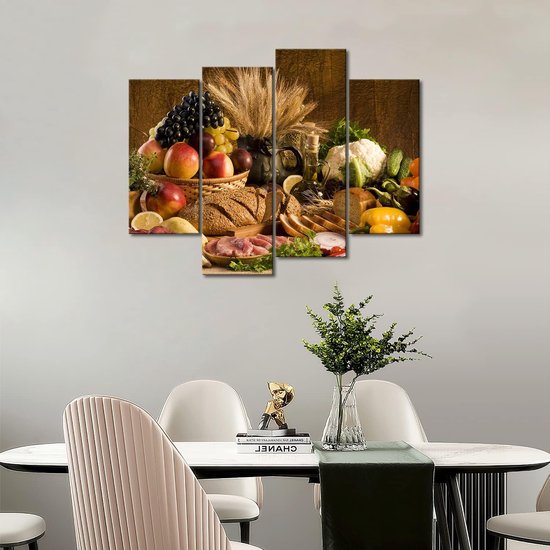 Moderne 4 panelen canvas vers fruit op tafel keuken muurkunst schilderij de afbeelding op canvas voedsel foto's kleurrijk
