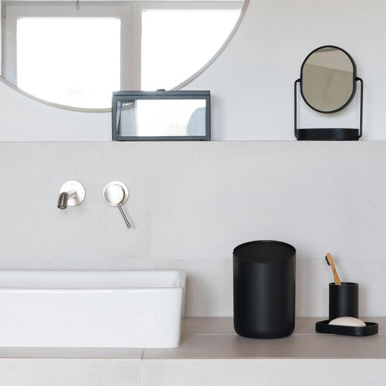 Cosmetica-emmer Tove - Exclusief badkamer-afvalemmer design uit 2 l volume, antislip, incl. binnenemmer en slimme zakfunctie zwart