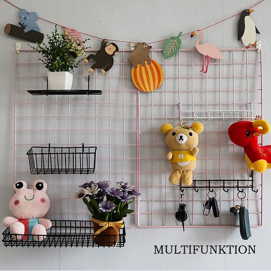 Wandrooster, accessoires, upgrade wandrooster, wit, accessoires, roostermand, hangrek, haaklijst, gebruikt voor rasterfotowand, rasterwand, accessoires, 3 stuks, wit, multifunctioneel