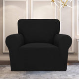 Bankhoes elastische stretch spandex stretch bankovertrek voor bank met armleuning anti-slip schuim 1-zits zwart Vertaling: Elastische stretch spandex bankhoes met armleuning, anti-slip schuim, voor een bank van 1-zits, zwart.