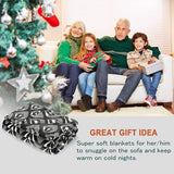 Marokkaanse lotusblauwe fleece deken voor op de bank, licht, zacht, gezellig deken om het hele jaar door te loungen.