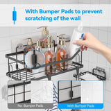 Doucheplank zonder boren, 3 stuks, roestvrij staal, douchemand met 4 + 5 haken, grote capaciteit, doucheplank voor badkamer, wasruimte, toilet, keuken, douche (zwart, 3 stuks)