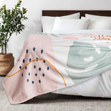 Deken, 127 x 152 cm, superzachte en warme flanellen fleece deken, Boheemse kreukbestendige winterdeken, bankdeken voor bank, bed, slaapkamer, woonkamer, kantoor - bladeren