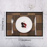 Bamboe placemats voor eettafel, placemats set van 4, vlekbestendige, hittebestendige placemats, duurzame en robuuste eetplacemats voor keukentafel (30 x 44 cm, zwart)