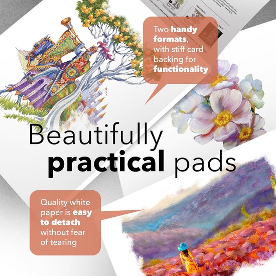 Acrylpapierblok 11 x 14 inch | 2-pack | 20 vellen per blok | Optimale dikte (350 g/m2) fijnkorrelig, linnenstructuur, eersteklas kwaliteit (11x14, verpakking van 2)