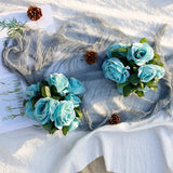 bloemenslinger, kunstbloemen, zijden bloemen, rozenslinger, hangende wijnstok voor thuis, muur, bruiloft, boog, arrangement, decoratie (2 stuks, blauw)