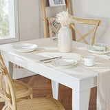 Wasbare tafelloper linnen 1 stuk vierkante tafelloper beige modern geruit opengewerkte tafelloper boho decoratie voor keuken/eetkamer, 40 x 240 cm