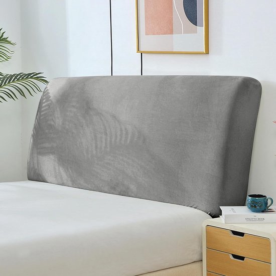 Bed Headboard Covers, Bed Headboard Cover, Soft Stretch Velvet Fabric, Dustproof, Dustproof Protective Cover for Padded Bedroom Headboard (150-170 cm, Light Grey)