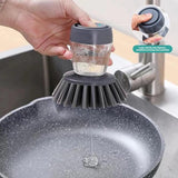 Set van 2 veegborstels voor potten, pannen, fornuizen, borden en kookgerei Reiniging met dispensertank 2 vervanging (2 soorten kop)