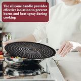 32 cm siliconen spatbescherming met inklapbare handgreep, multifunctionele spatbescherming voor pannen, universele pannen-afdekking/zeef overkookbeveiliging, spatbescherming voor pannen