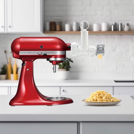 Noedelopzetstuk voor de Kitchenaid blender, pastamper-opzetstuk met 6 verschillende vormen voor het uitlaten van pasta, spaghetti en fettuccine voor Kitchenaid mixer accessoires.